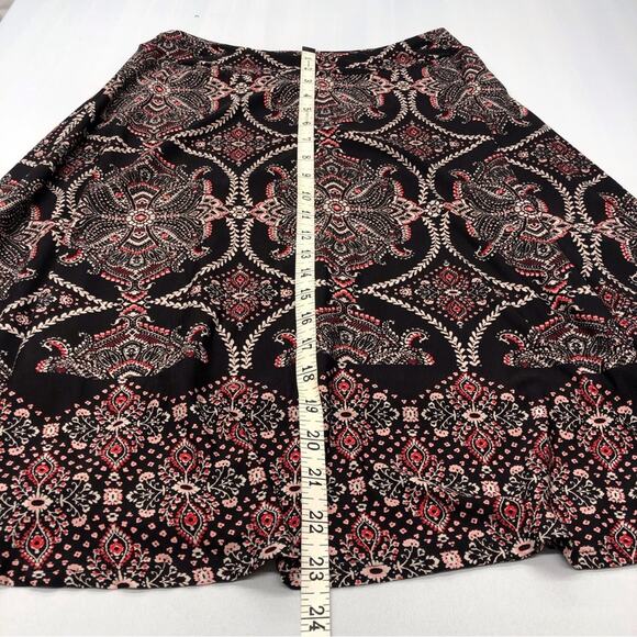 Reneec Flare A LIne Brown Orange Cream Paisley Skirt Fully Lined Banded Waist - Picture 8 of 16